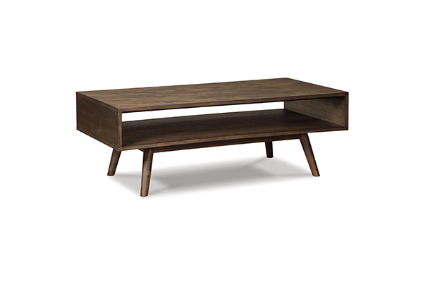 How does the surface treatment of retro coffee table enhance the overall retro texture?